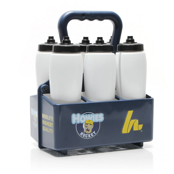 Howies Pro Jet Water Bottles & Carrier Combo - White Bottle Short Straw Water Bottle Combo Pack Howies Hockey Tape