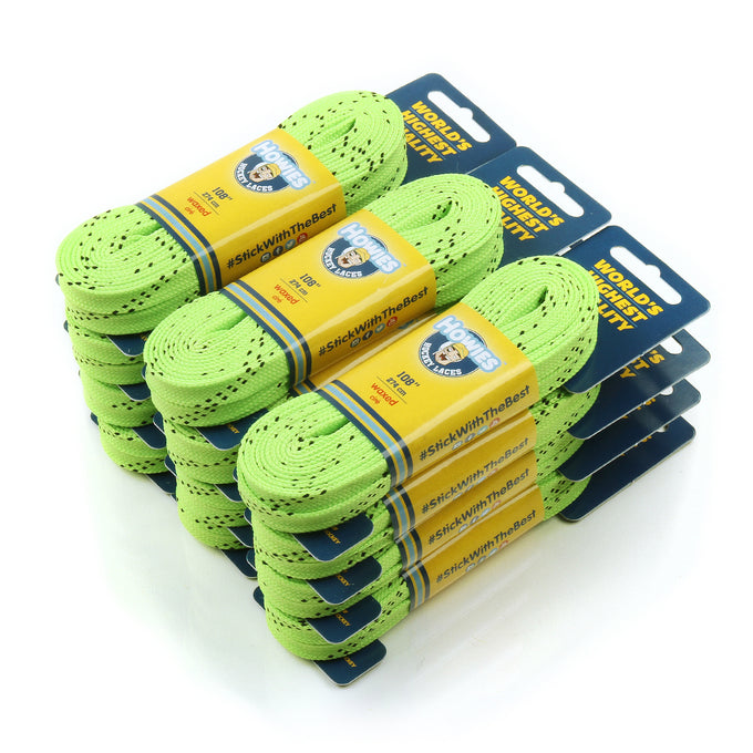 Howies Neon Green Waxed Hockey Skate Laces Waxed Laces Howies Hockey Tape 12pk 72"