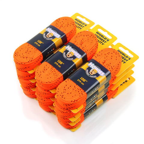 Howies Hot Orange Cloth Hockey Skate Laces Cloth Laces Howies Hockey Tape 12pk 72"