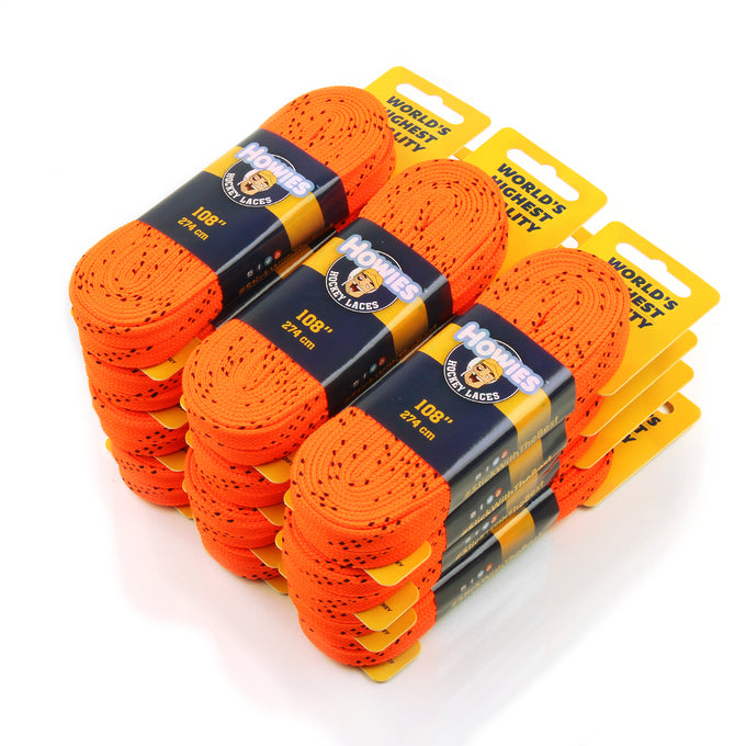Howies Hot Orange Cloth Hockey Skate Laces Cloth Laces Howies Hockey Tape 12pk 72"