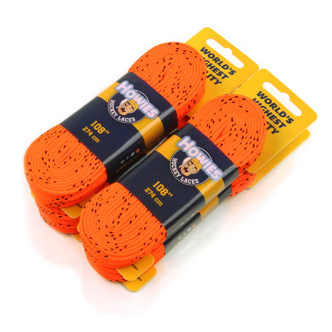 Howies Hot Orange Cloth Hockey Skate Laces Cloth Laces Howies Hockey Tape 4pk 72"