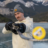 Grey Beanie with H on orange patch 