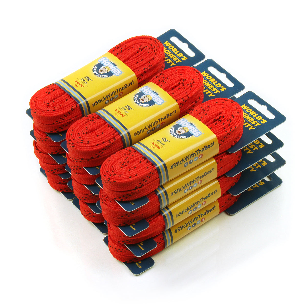 Howies Red Waxed Hockey Skate Laces Waxed Laces Howies Hockey Tape 12pk 72" 