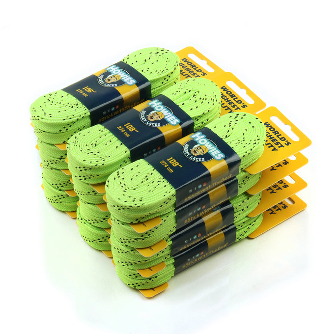 Howies Neon Green Cloth Hockey Skate Laces Cloth Laces Howies Hockey Tape 12pk 72" 