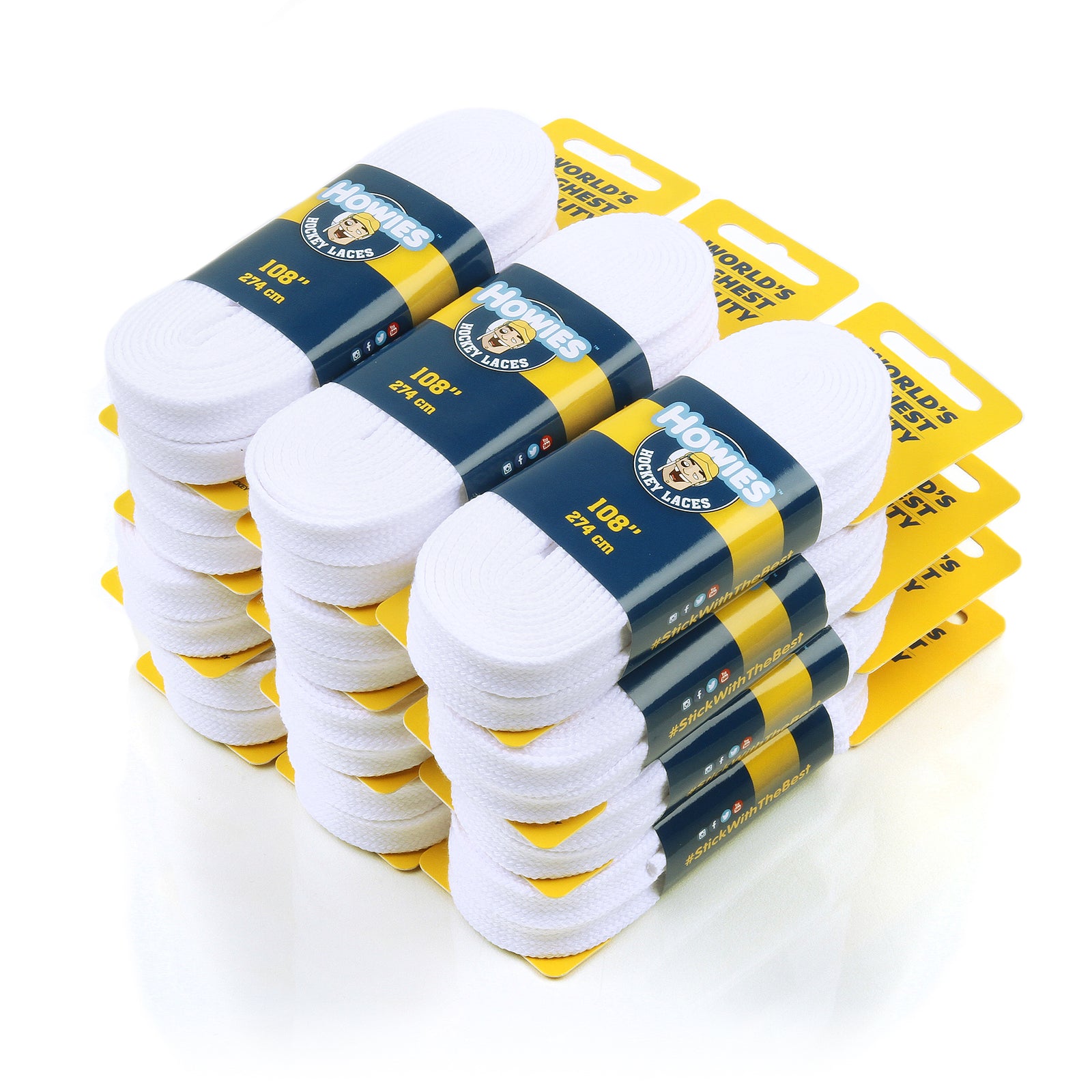 Howies White Cloth Referee Skate Laces Referee Laces Howies Hockey Tape 12pk 84" 