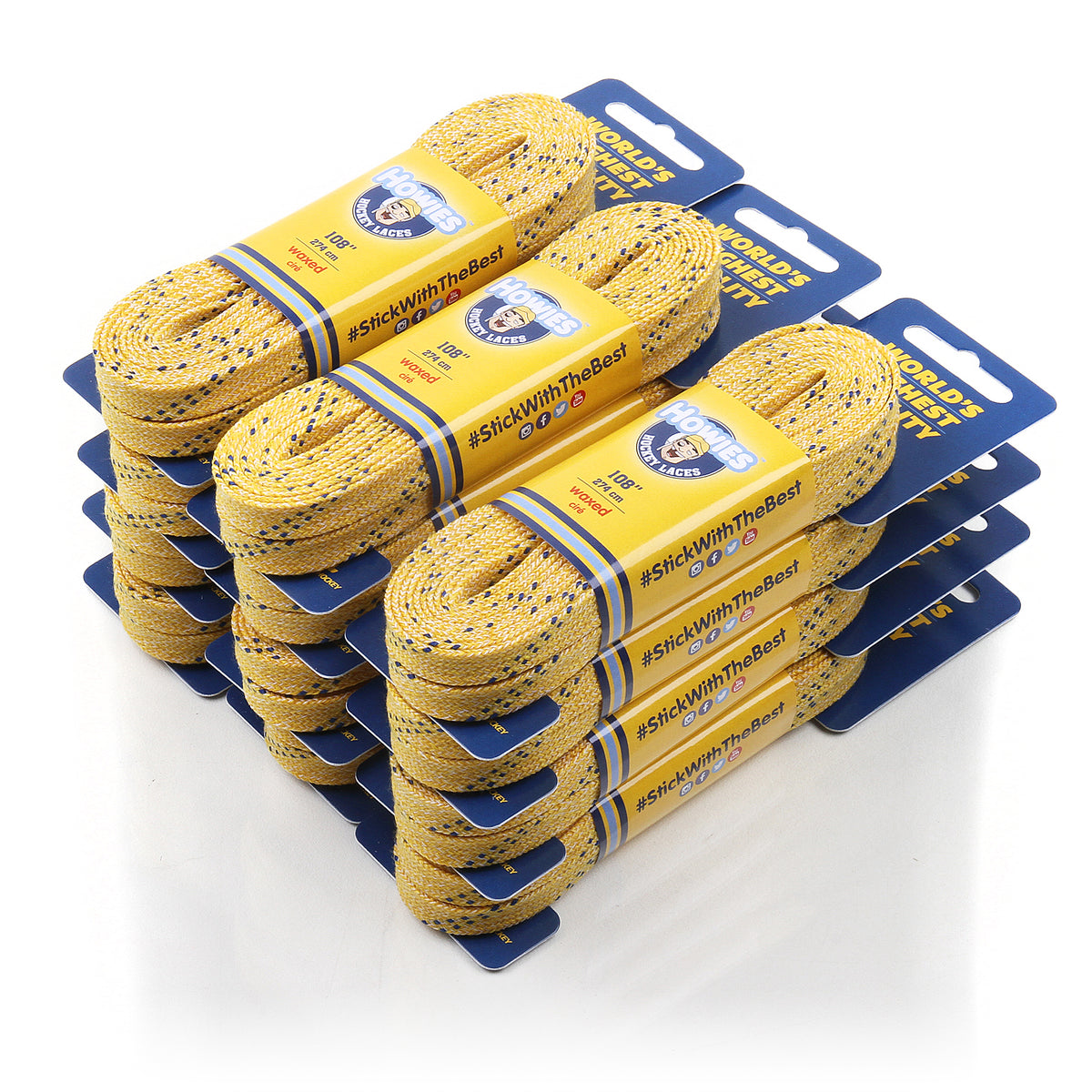 Howies Yellow Waxed Hockey Skate Laces Waxed Laces Howies Hockey Tape 12pk 72" 