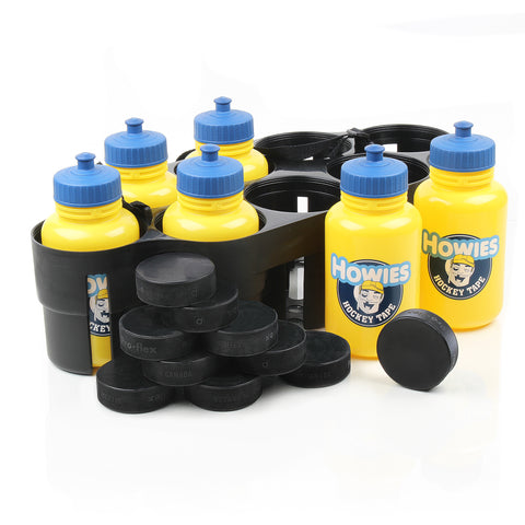 Howies Coach's Pack -  Water Bottles, Pucks, & Carrier Water Bottle Combo Pack Howies Hockey Tape   